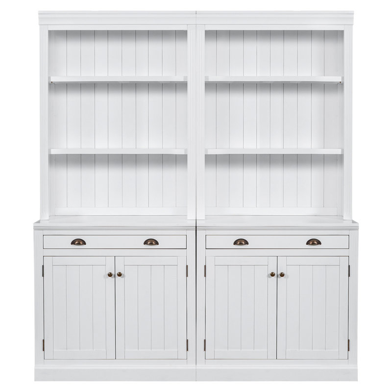 83.4"Tall Bookshelf Suite, Modern Bookcase Suite With LED Lighting,2-Piece Set Storage Bookcase Pantry Cabinet