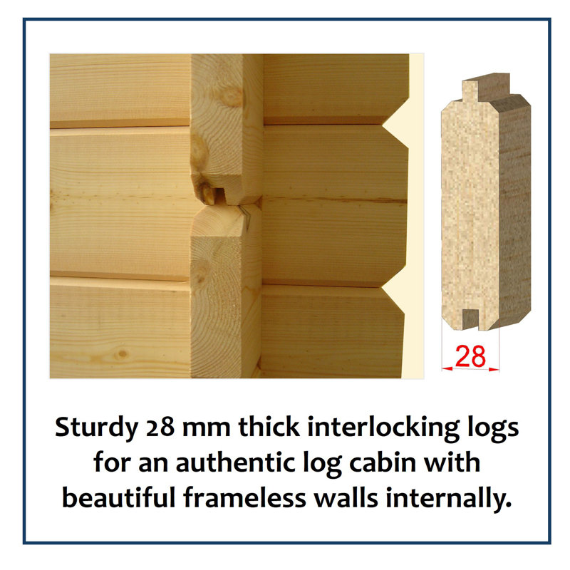 Abbeyford 12 x 10 Ft. Tongue and Groove 28mm Log Cabin, No