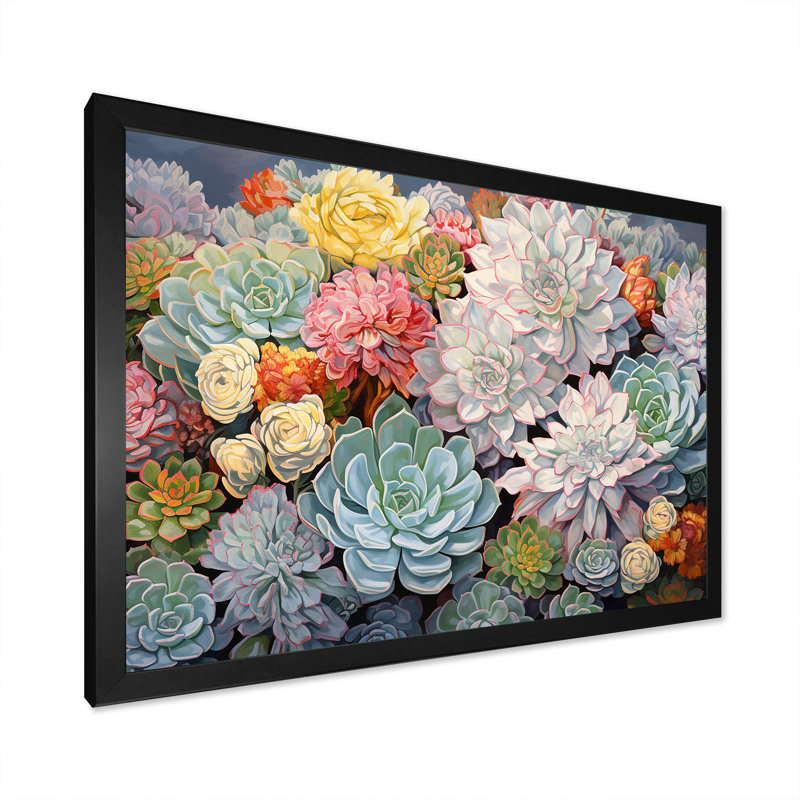 Breloque succulente bleue, H 34 po x l 44 po x P 1,5 po, Cadre simple noir