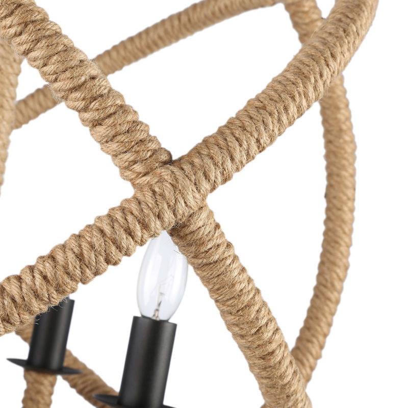 Marina 4-Light Chandelier in Natural White, Black