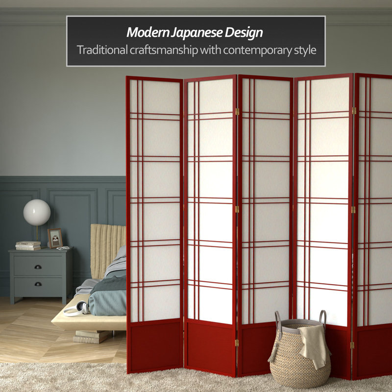 83.5" Double Cross Shoji Room Divider, Rosewood, 6 Panels
