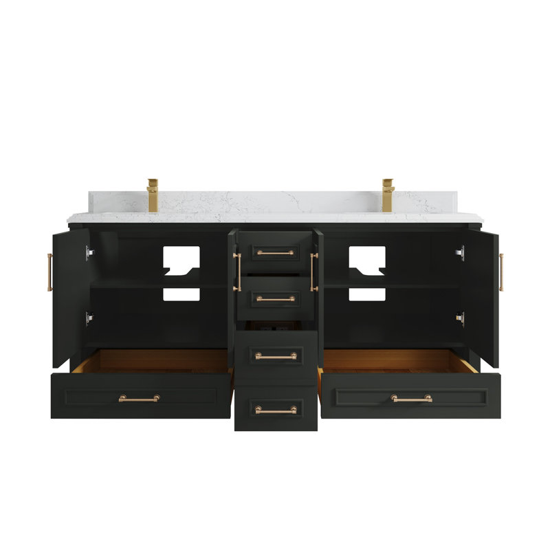 Aberdeen 72'' Double Bathroom Vanity with Top, Empira, Blacktop