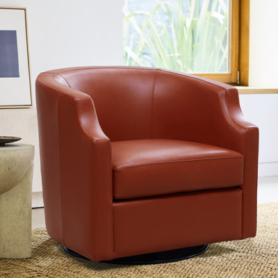 Fauteuil demi-tonneau pivotant en cuir 29 po Cathy