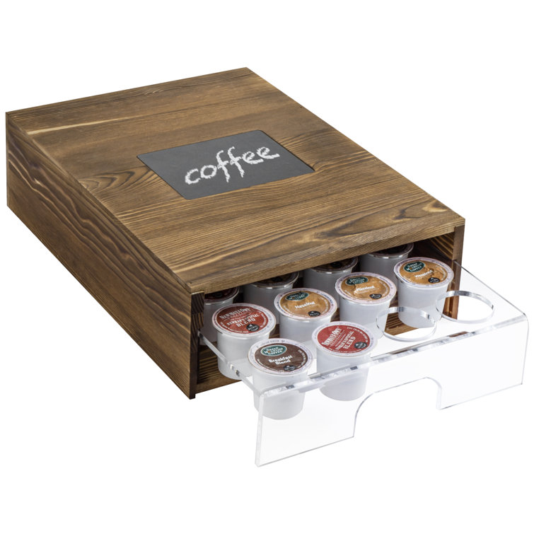 Burnt Wood Coffee To Go Cup and Lid Dispenser Organizer Rack, Tabletop –  MyGift