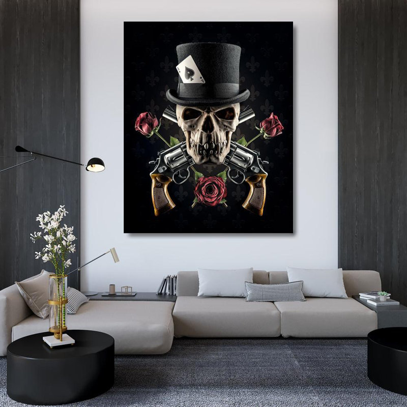 «17 Stories Damsten, Petri», reproduction d'art sur toile tendue sous le titre «Guns And Roses», H 44 po x l 36 po