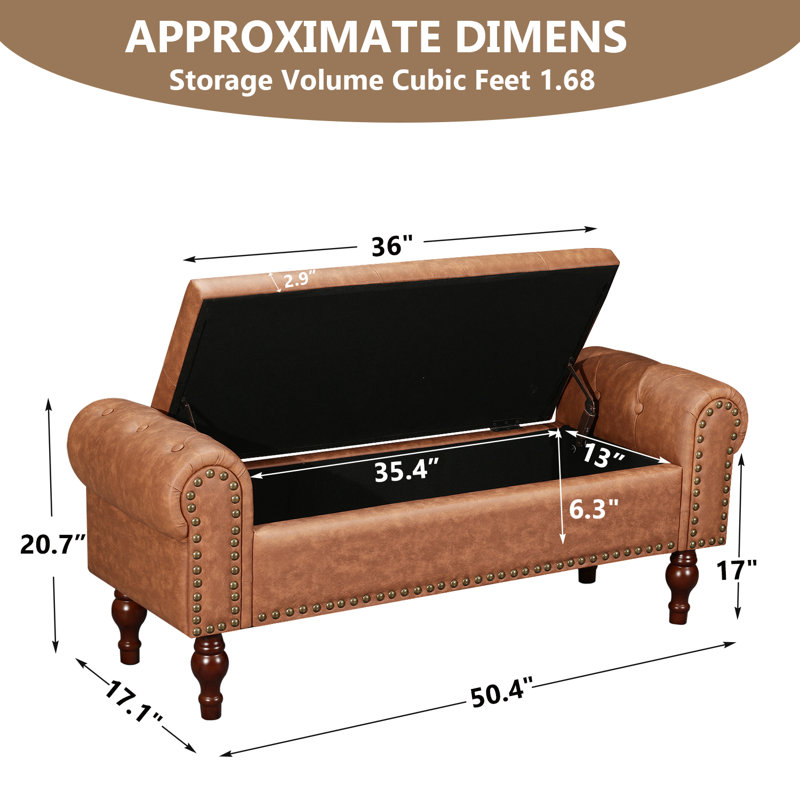  50-Inch Storage Bedroom Bench