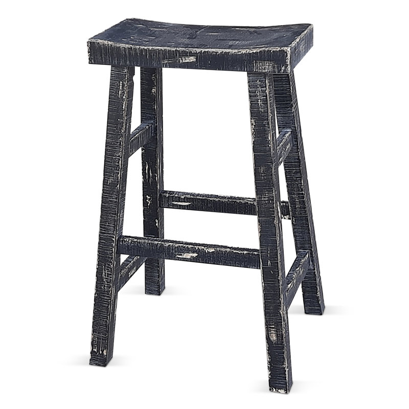 Anneliesa Solid Wood Counter Stool, Counter Stool (24" Seat Height), Black