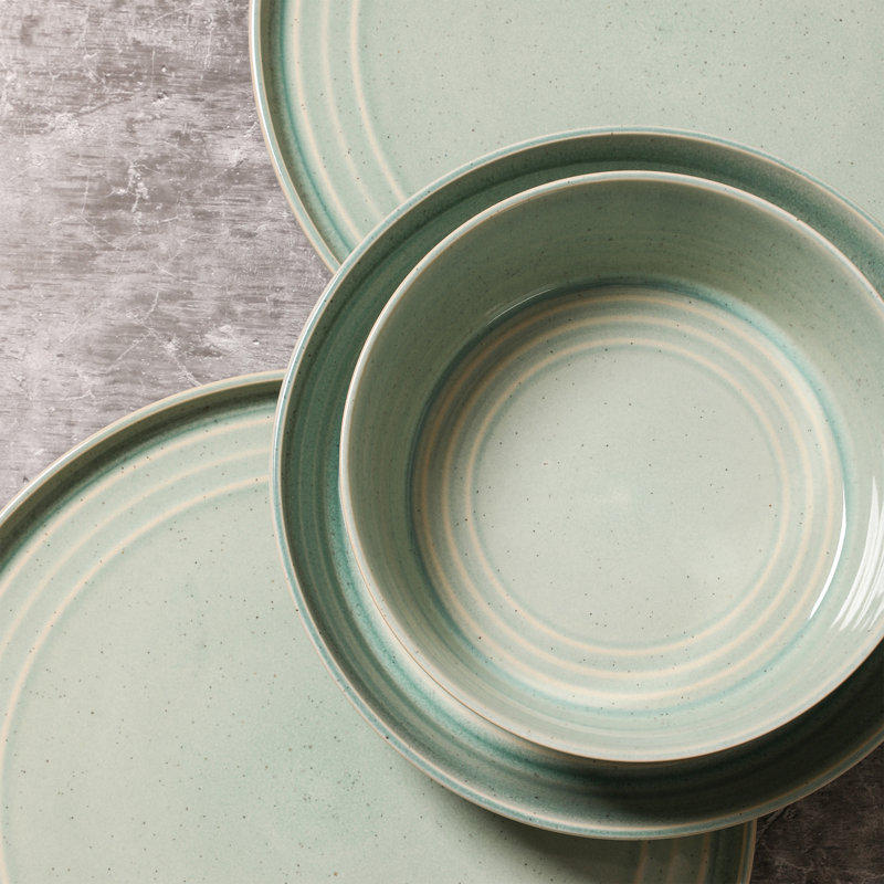 Stone Lain Claire 12-Piece Dinnerware Set Stoneware, Green
