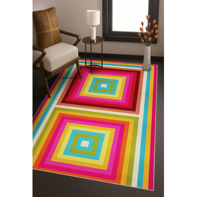 Tapis tissé à motif géométrique rouge Mosso