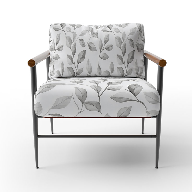 Chaise rembourrée Floral, Bras ronds bruns