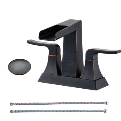 Centerset 2-handle Bathroom Faucet with Drain Assembly
