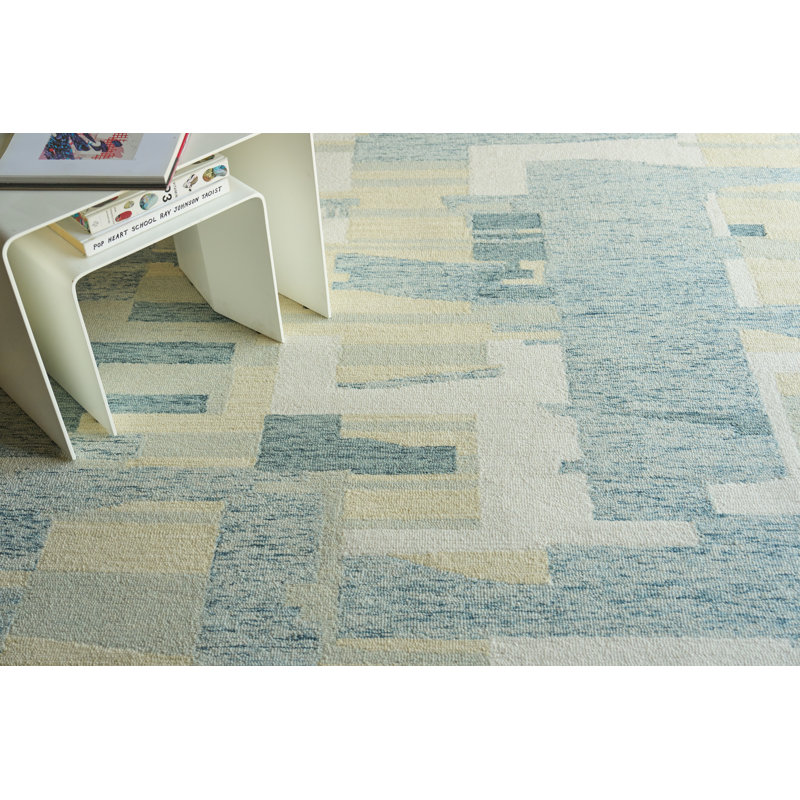 Sarezzo Hand Tufted New Zealand Wool Blue/Ivory Area Rug, 6'X9'