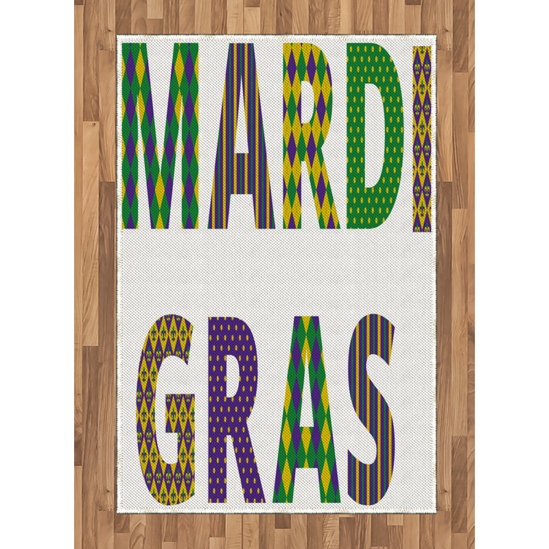 Mardi Gras High Density Long Fiber Poly Threads Decorative Area Rug Carpet, Rectangle 4' x 5'8"