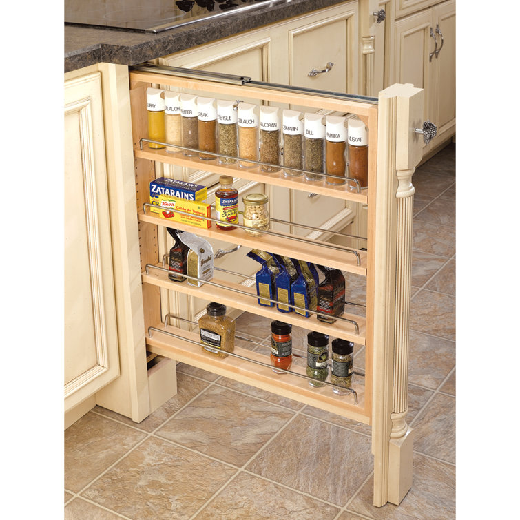 Spice Rack Organizer 36 Jar Pull Out Spice Drawer Wooden Countertop Drawer  Metal
