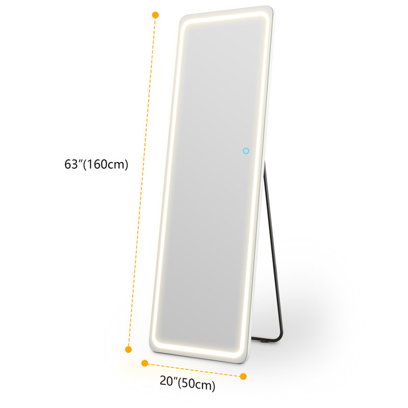 Miroir pleine grandeur Oakleaf, 63 po x 20 po, Blanc