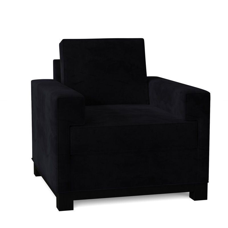 Fauteuil de 38 po de largeur Grace, Noir, Souple, Velours performance Bella noir