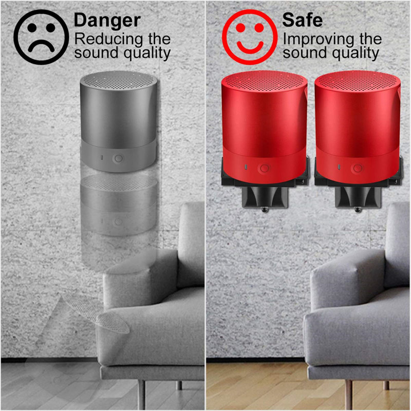 24.1cm Dual Side Clamping Bookshelf Fixed Height Wall Mounting Bracket Adjustable For Large Surrounding Sound Speakers, Hold Up To 25Kgs(2 Packs)