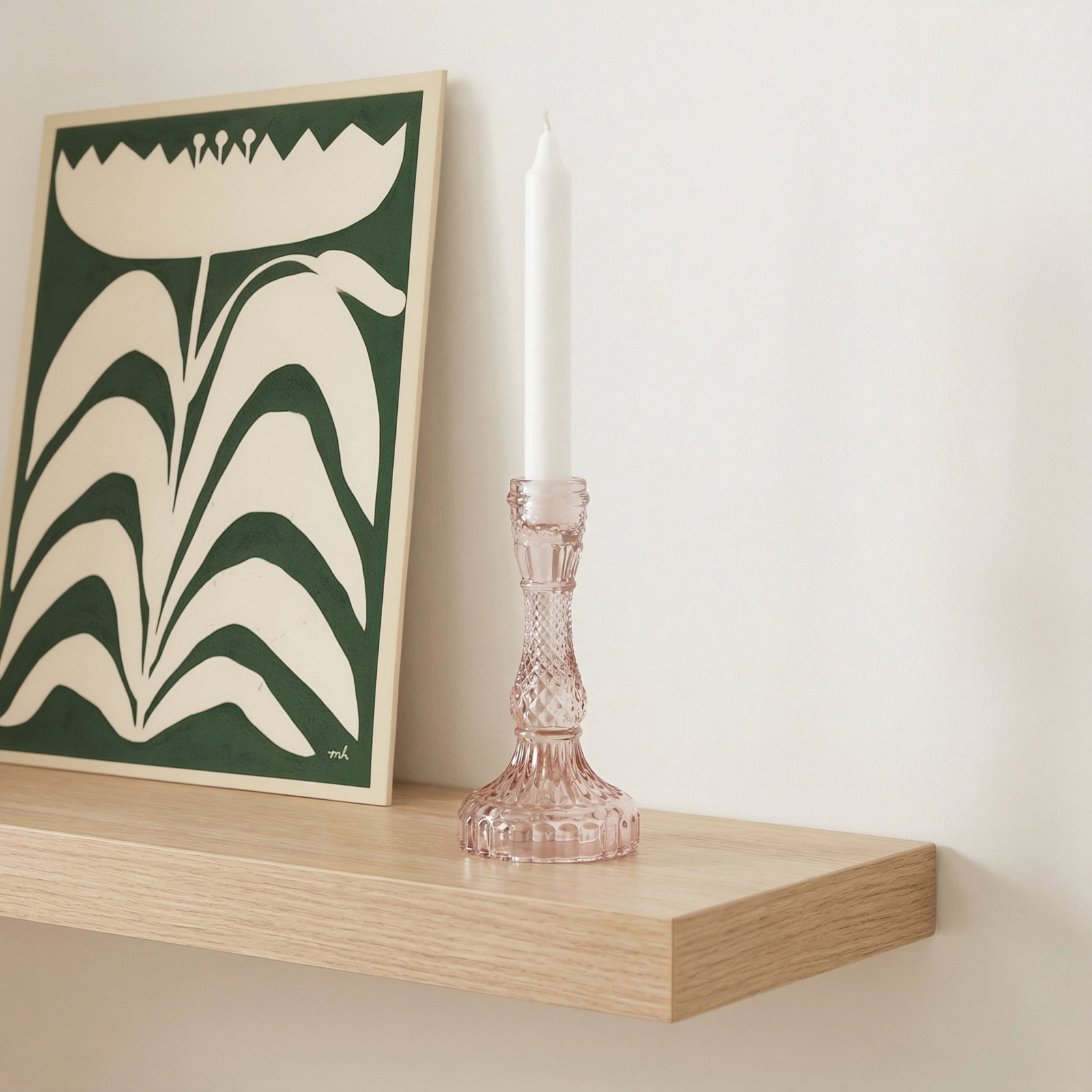 Eliana Glass Candlestick Holder, Pink