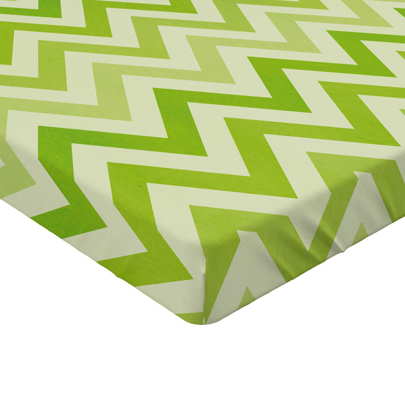 Drap-housse orange Ambesonne, Drap-housse pour lit simple TG, Chevron vert pâle