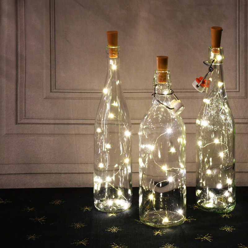 Liège à piles avec guirlande lumineuse, Blanc