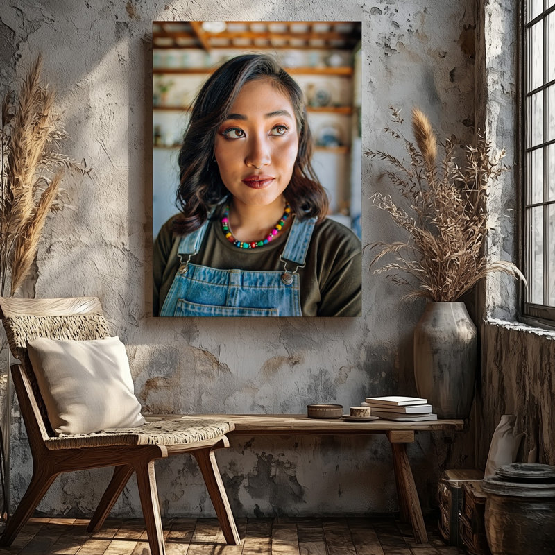 Toile, portrait rapproché d'une jeune personne avec une épaule, H 30 po x l 30 po