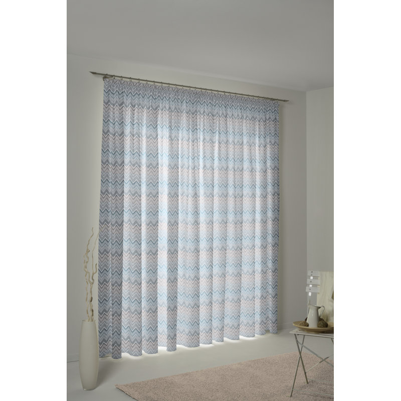 Kurtus Room Darkening Curtain Single Panel, 132 W x 145 D cm, Blue/Gray
