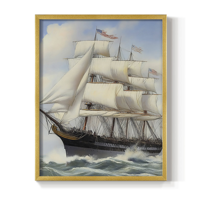 NAUTICAL Series LX, reproduction encadrée - bois massif, H 30 po x l 24 po, Doré