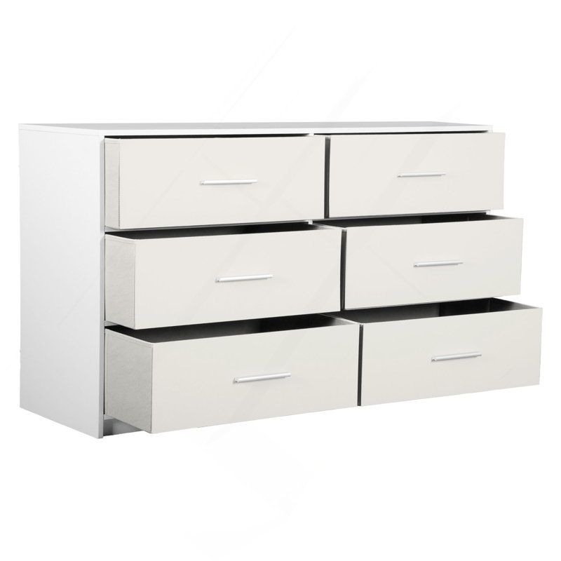 6-Drawer Dresser With Large Fabric Drawers, White