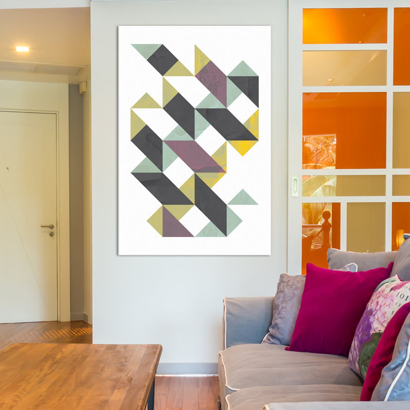 " Triangles I " by Flatowl, 12" H x 8" W x 0.75" D, Wrapped Canvas