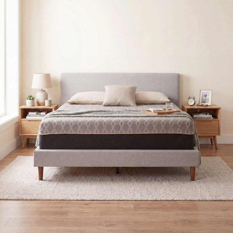 Matelas hybride moelleux de 12 pouces avec housse rafraîchissante Buckhorn, mousse à mémoire de forme infusée de cuivre, ressorts ensachés et support de bord