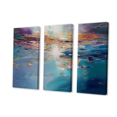 «Spiried Ocean Sunset In Shades Of Blue V», ensemble de reproductions d'art sur toile