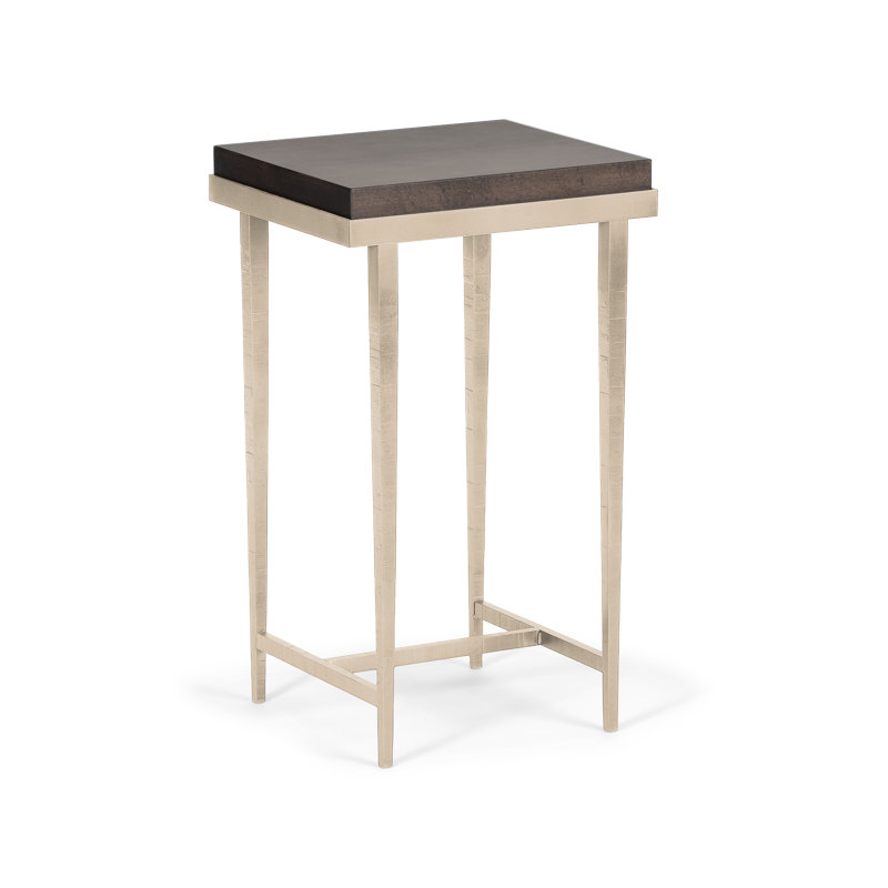 Wick Solid Wood Top Side Table, Soft Gold, Espresso Maple