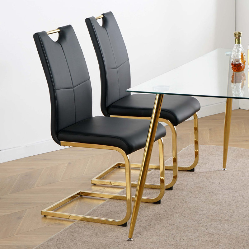 Chaise rembourrée en polyuréthane (ensemble de 2), Noir