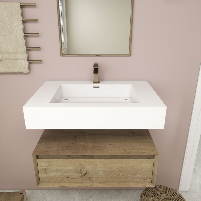 Alysa 30" Wall-Mounted Single Bathroom Vanity Set, Oak