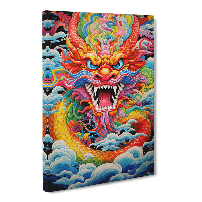 Chinese Dragon Colour Field No.2 - Wrapped Canvas, 76cm H x 50cm W x 3cm D