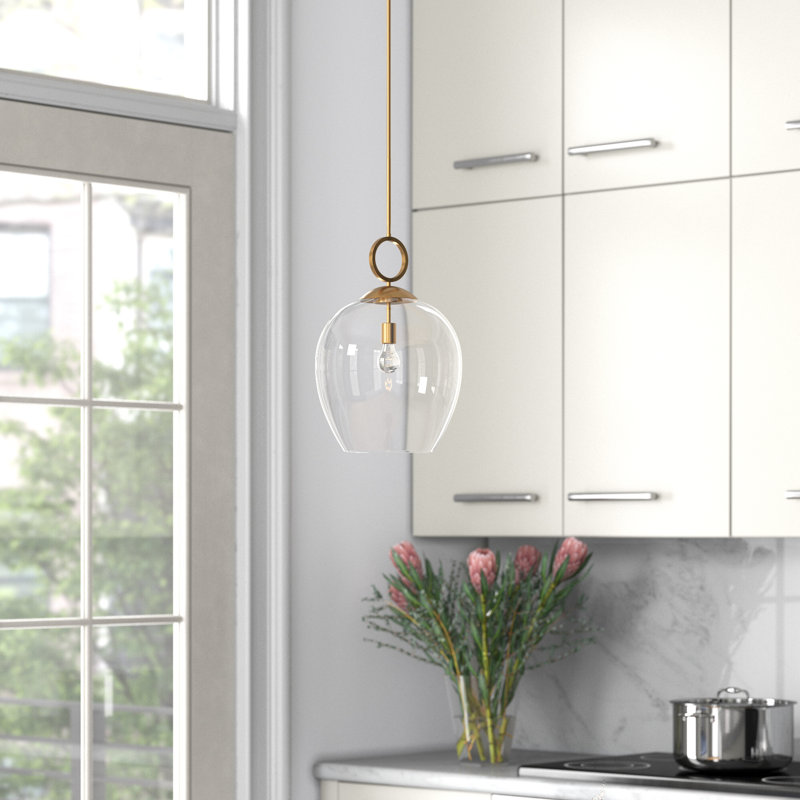 Aimee 1 - Light Brushed Nickel Single Pendant, Brass