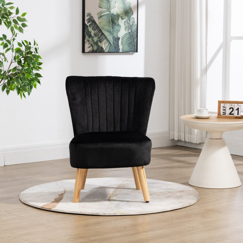 Altalune Velvet Accent Chair, Black