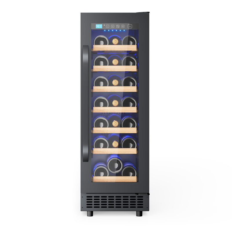 Eorice 12" 21-Bottle Slim Built-In or Freestanding Under Counter Wine Refrigerator, Curved Handle