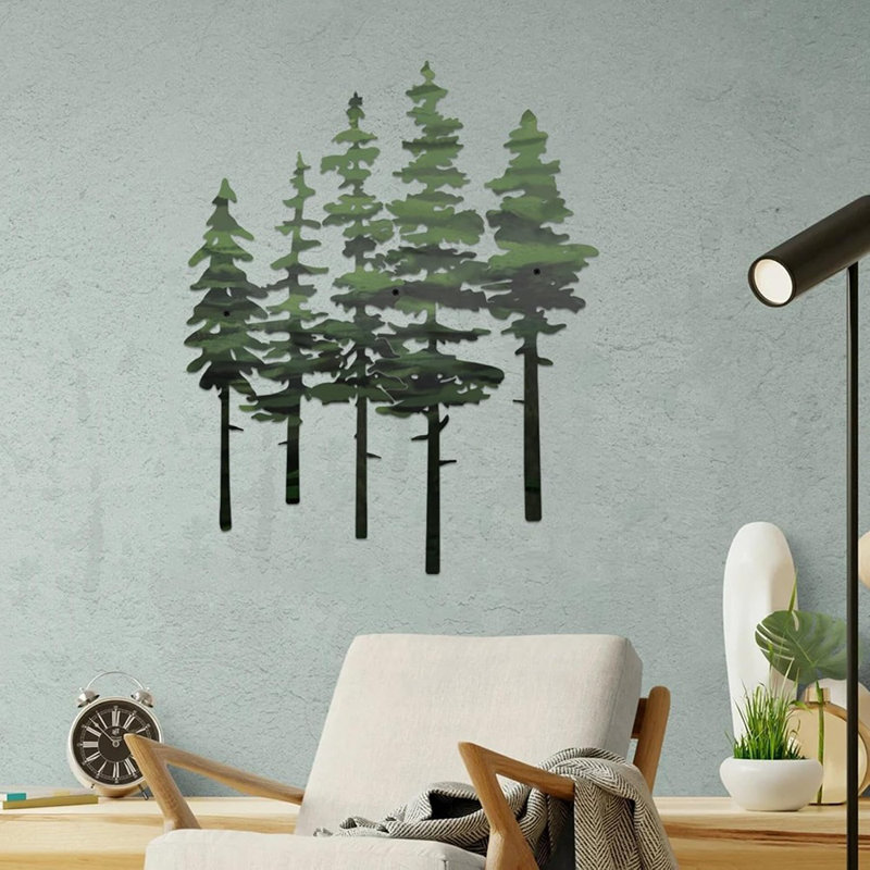 Art mural pin en métal - vert - décor rustique en métal inspiré de la nature pour la maison, la cabane ou le bureau