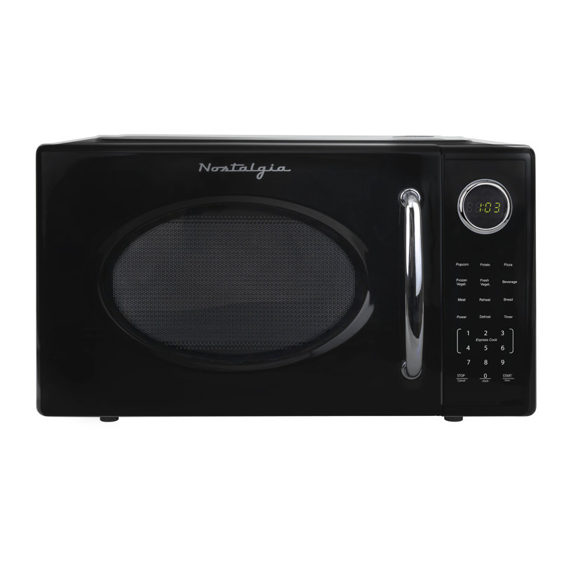 Retro 1.1 Cu Ft Countertop Microwave, Black, Black