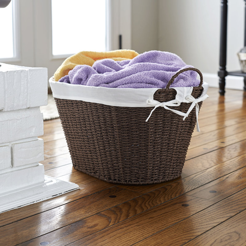 Paper Rope Woven Oval Laundry Basket, Brown