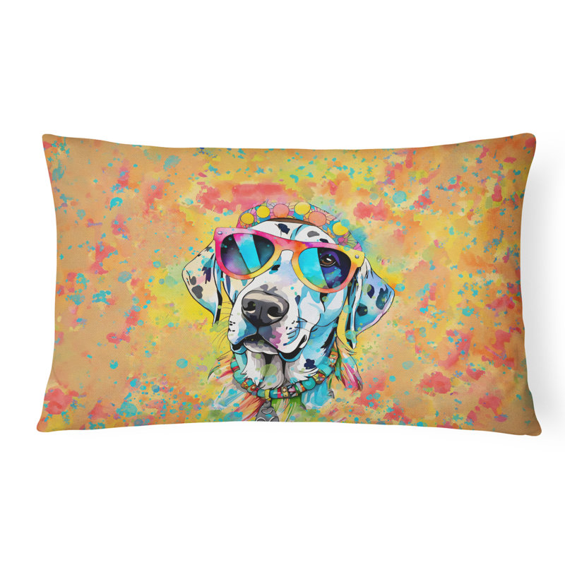 Dalmatian Hippie Dawg Fabric Decorative Pillow