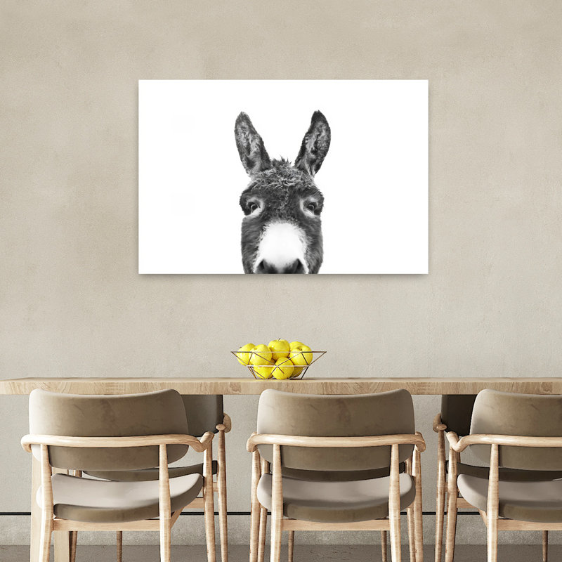 «Peeking Donkey», art mural abstrait contemporain, H 24 po x l 36 po
