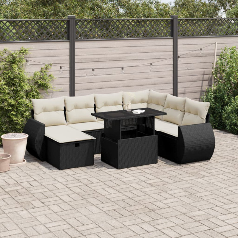 Ensemble de canapé de jardin Vidaxl noir, blanc crème
