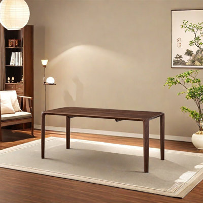 Rectangular solid wood dining table