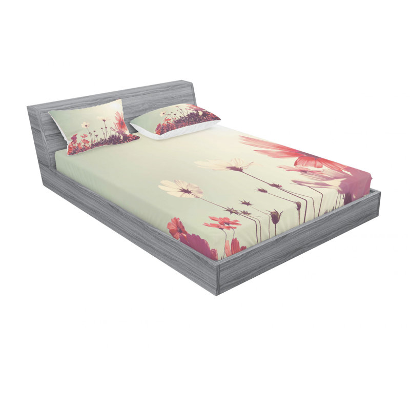 Ensemble de draps floraux Flower Garden, Ensemble de drap pour grand lit avec drap-housse