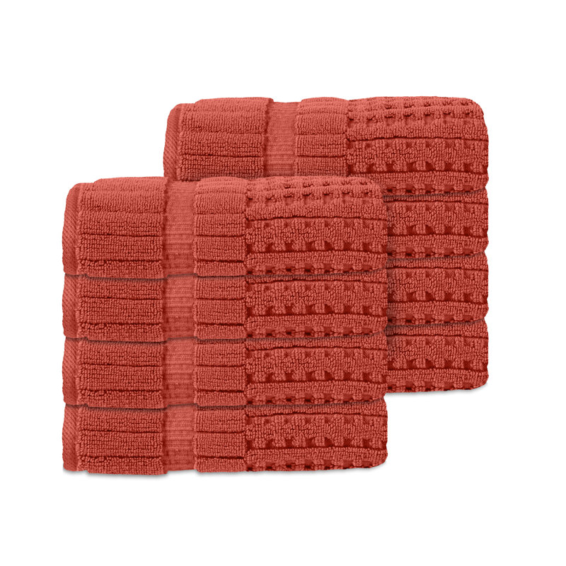 Ensemble de 8 serviettes Willow - 100% coton peigné, qualité supérieure 630 g / m², corail, ultra-doux et très absorbant (8 serviettes à main)