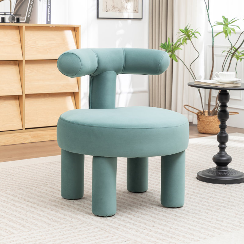 Fauteuil demi-tonneau en velours Bula, Bleu