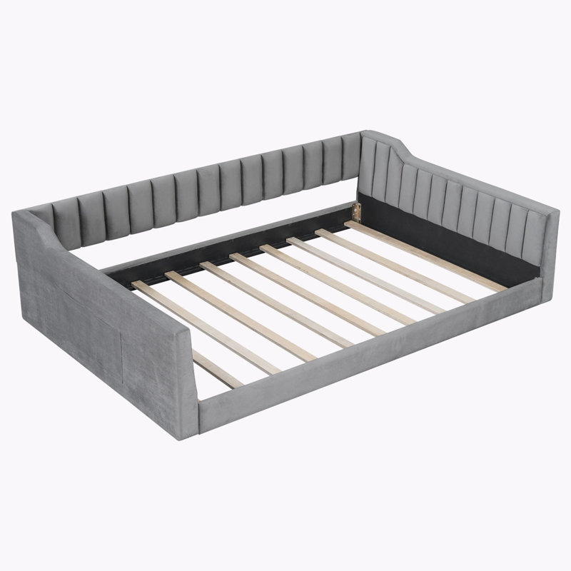 Upholstery Daybed and Side Storage pocket, Gray, Full / Double