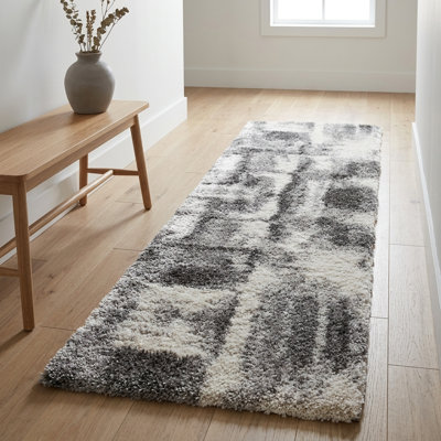 Tapis gris anthracite à poils longs Alban